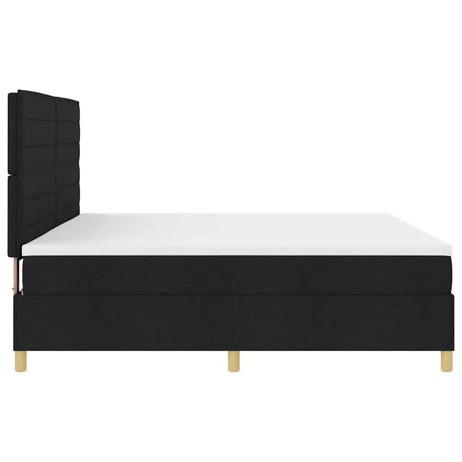 Lit à ressorts avec matelas Noir 200 x 200 cm tissu - 7