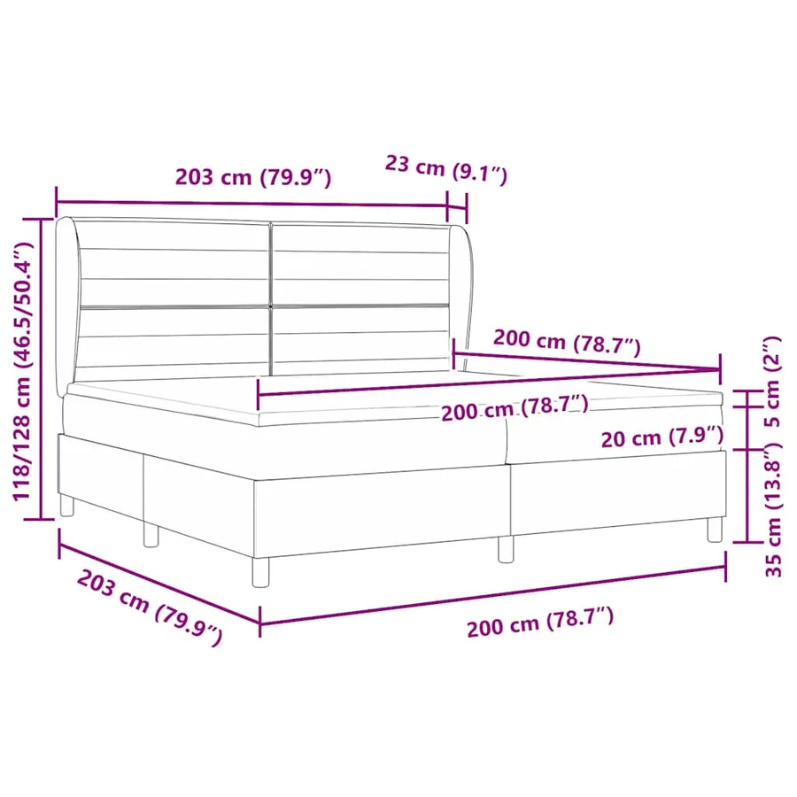 Lit à ressorts avec matelas Gris foncé 200 x 200 cm tissu - 12