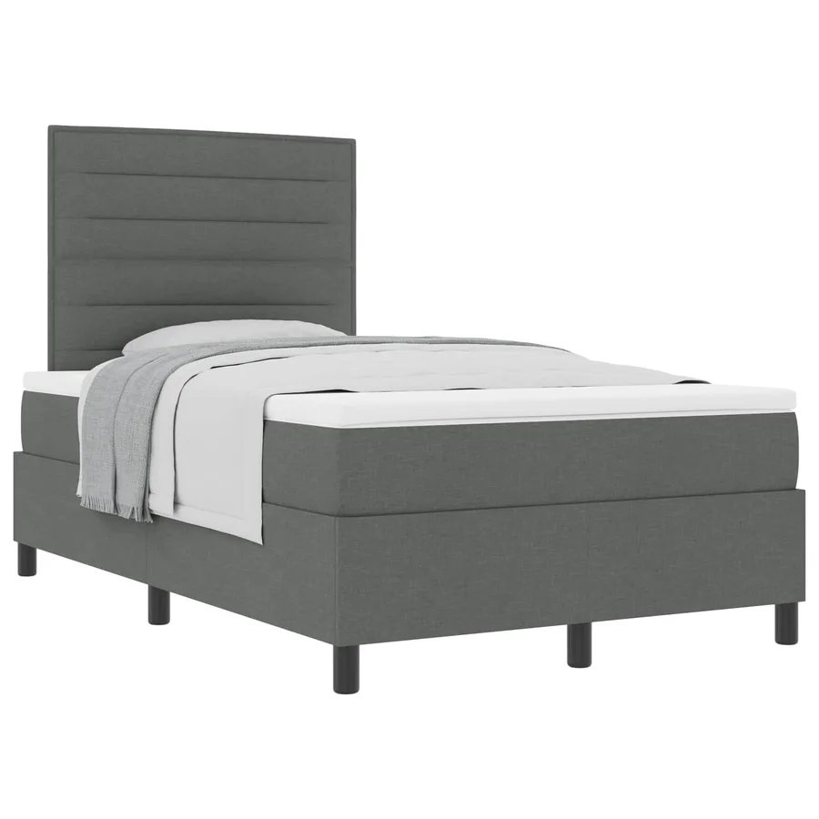 Lit à ressorts avec matelas Gris foncé 120 x 200 cm tissu - 2