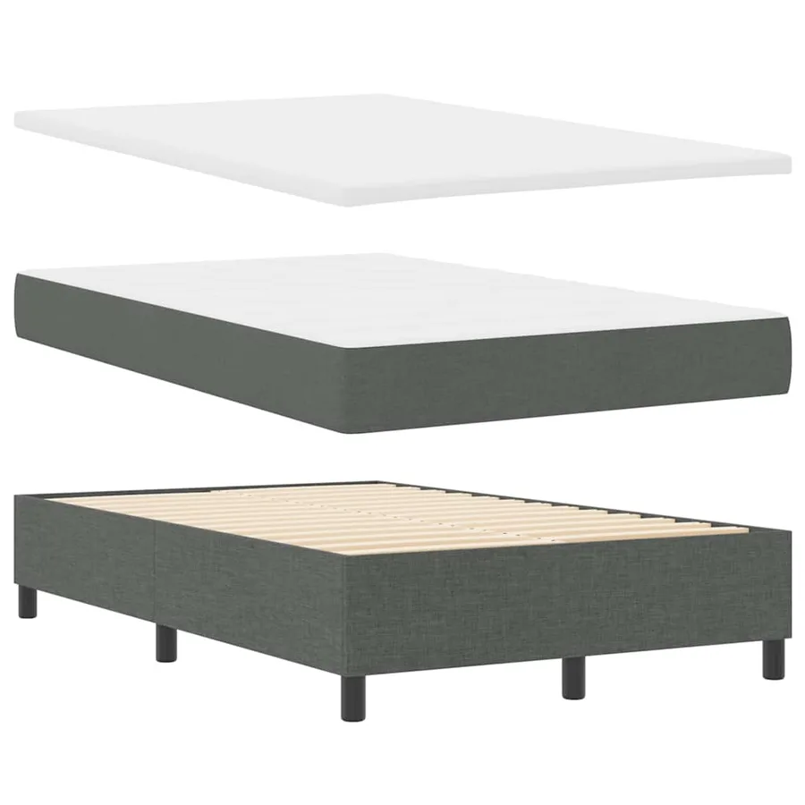 Lit à ressorts avec matelas Gris foncé 120 x 200 cm tissu - 6