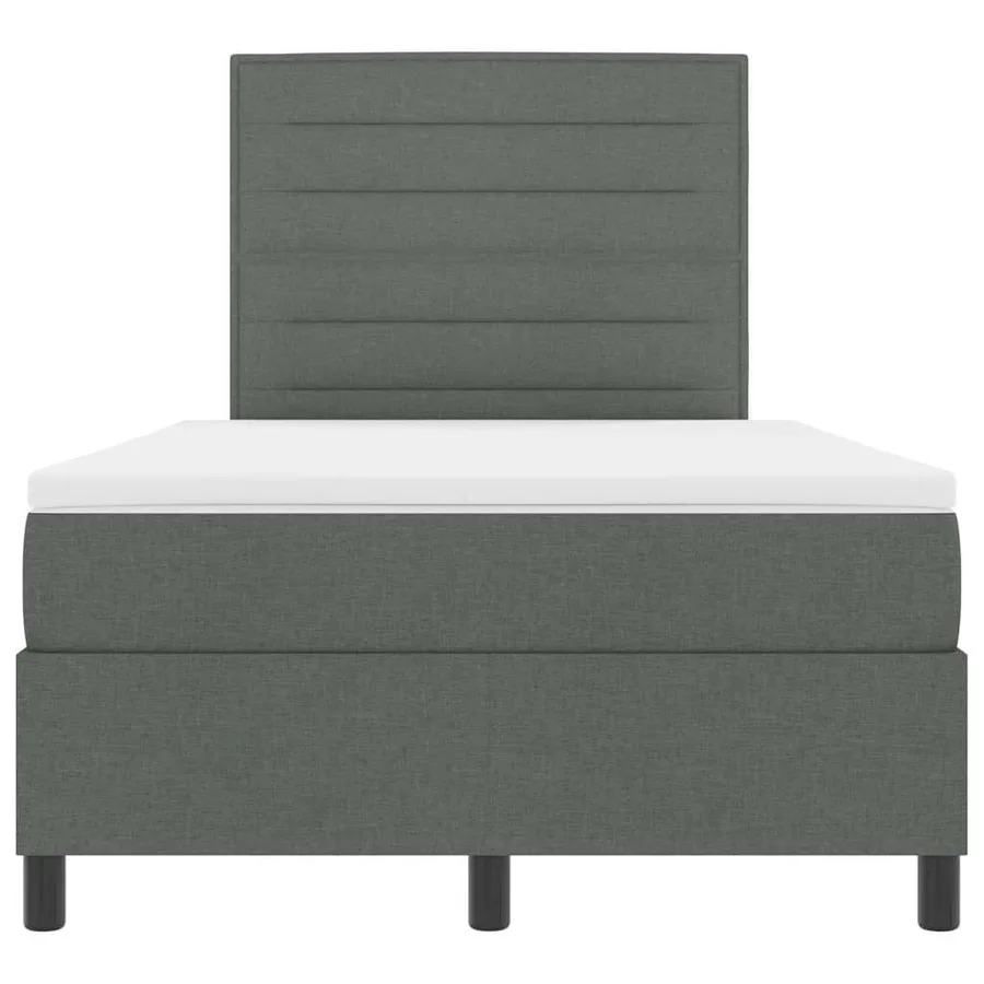 Lit à ressorts avec matelas Gris foncé 120 x 200 cm tissu - 7