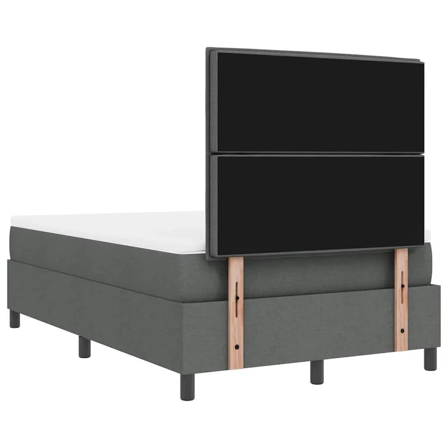 Lit à ressorts avec matelas Gris foncé 120 x 200 cm tissu - 9