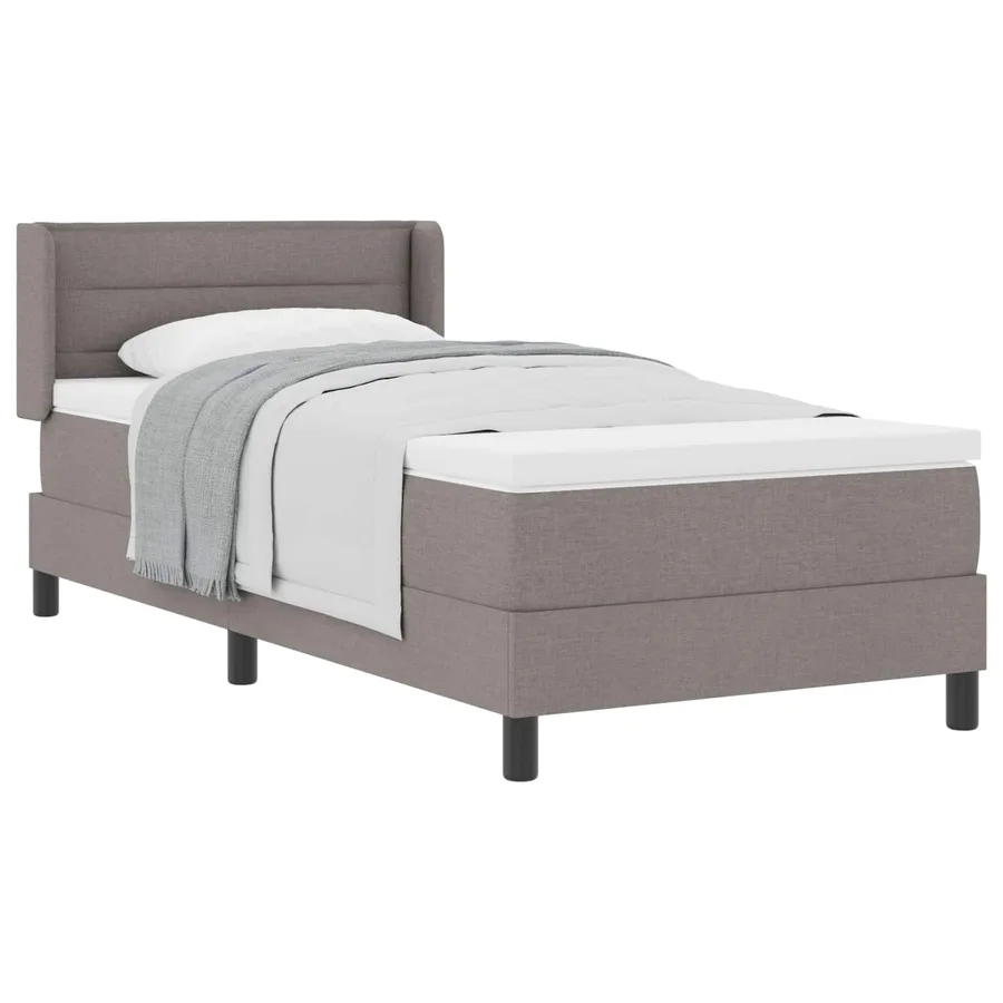 Lit à ressorts avec tête de lit Taupe 190 x 90 cm tissu - 2