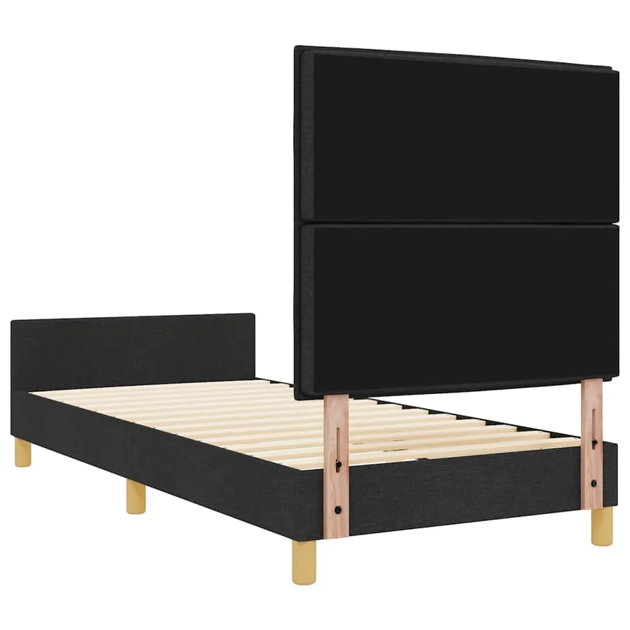 Cadre de lit avec tête de lit Noir 100 x 200 cm tissu - 9