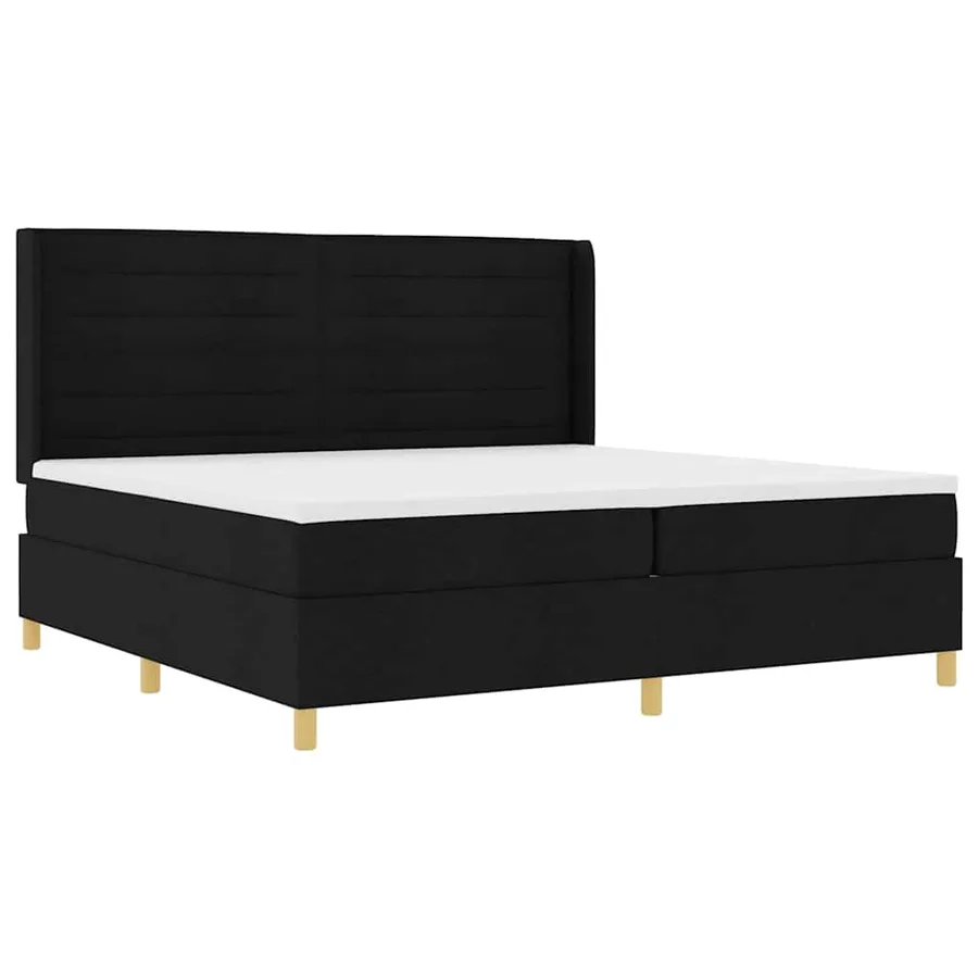 Lit à ressorts avec matelas avec LED Noir 200 x 200 cm tissu - 2