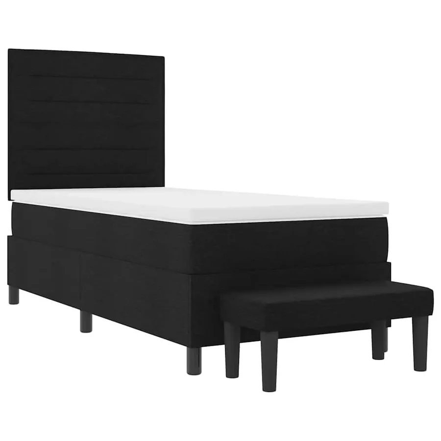 Lit à ressorts avec tête de lit Noir 100 x 200 cm tissu - 4