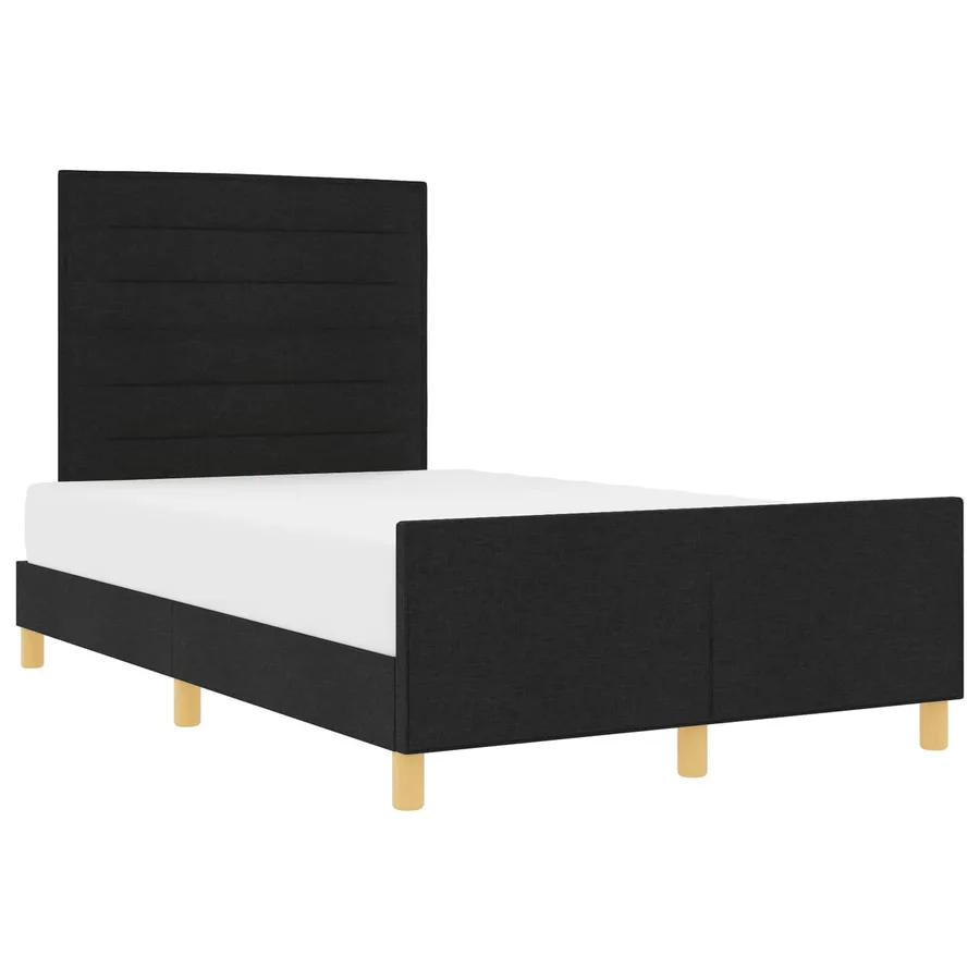 Cadre de lit avec tête de lit Noir 120 x 190 cm tissu - 2