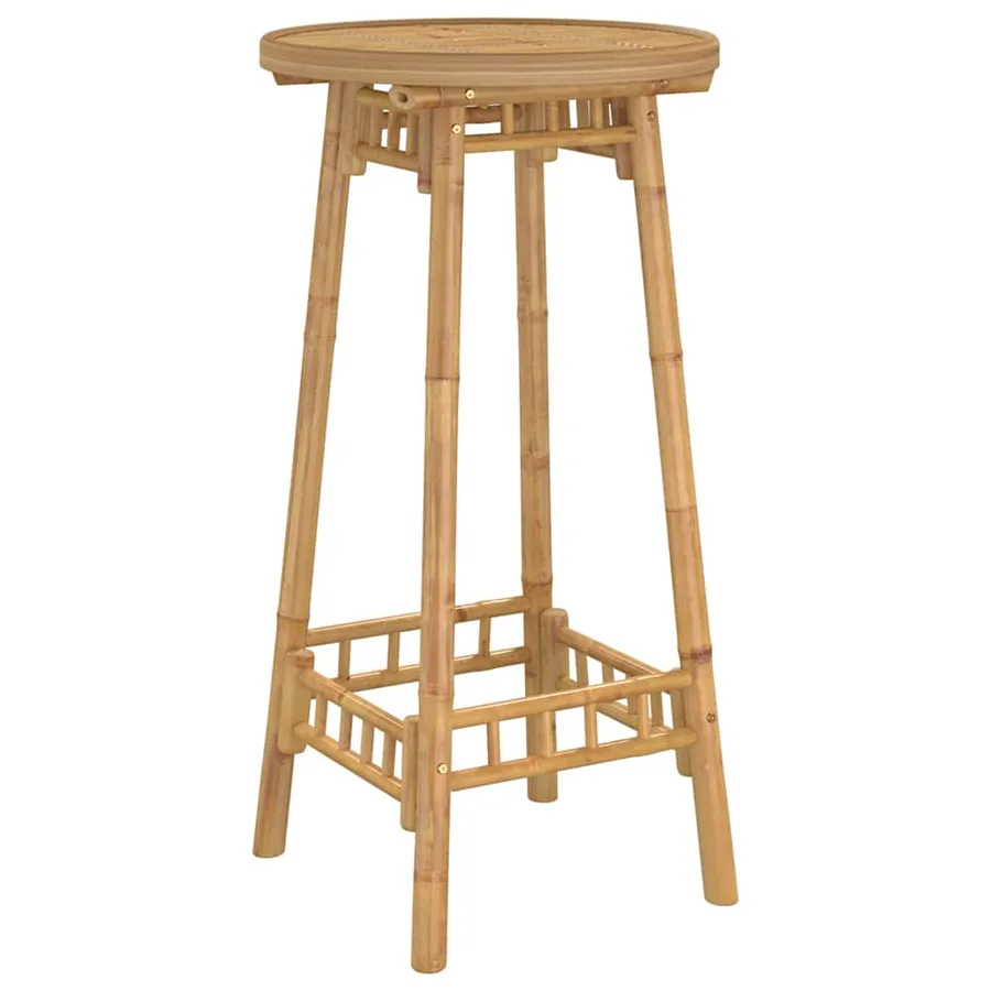 Table de bar d'extérieur ronde en bambou Ø55x100 cm - 2