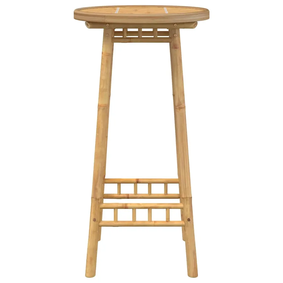 Table de bar d'extérieur ronde en bambou Ø55x100 cm - 5
