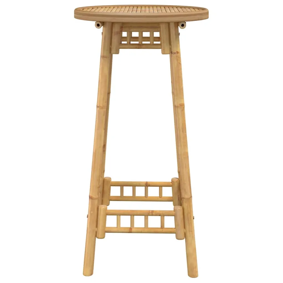 Table de bar d'extérieur ronde en bambou Ø55x100 cm - 6
