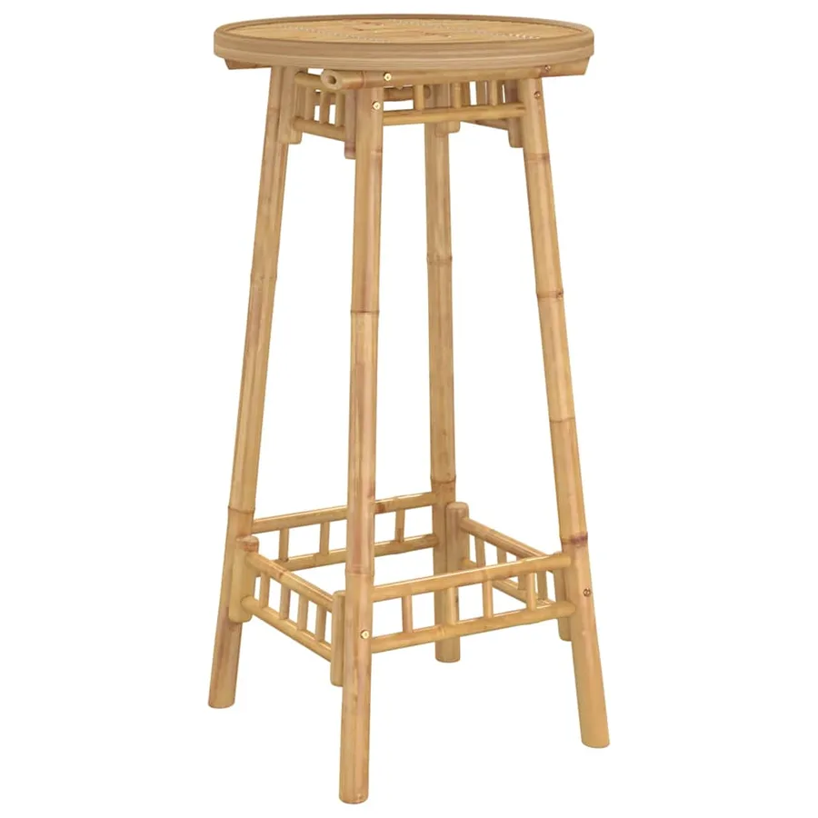 Table de bar d'extérieur ronde en bambou Ø55x100 cm - 7