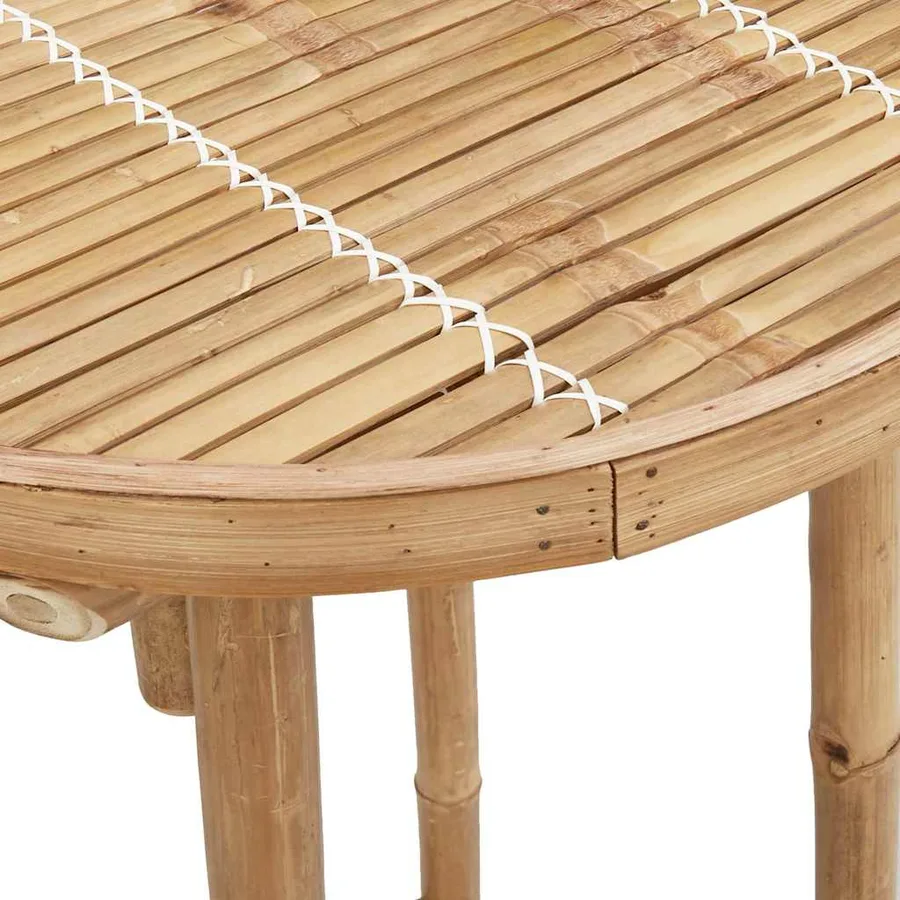 Table de bar d'extérieur ronde en bambou Ø55x100 cm - 9