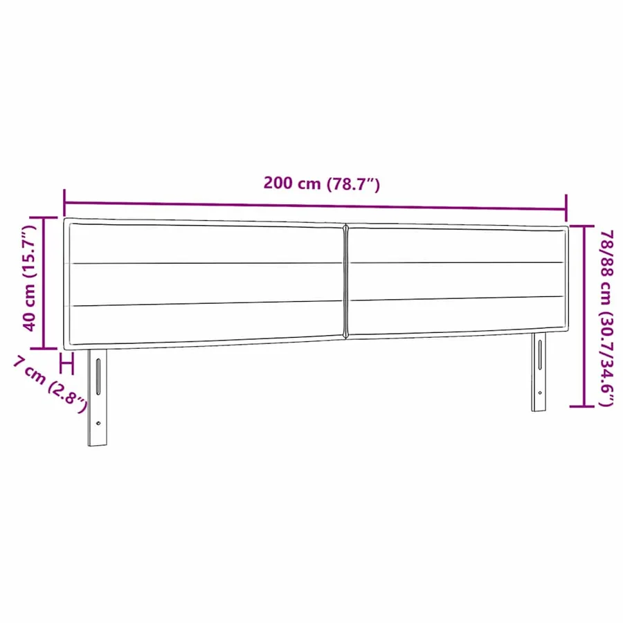 Tête de lit LED avec bandes LED Marron foncé 200 cm tissu - 8