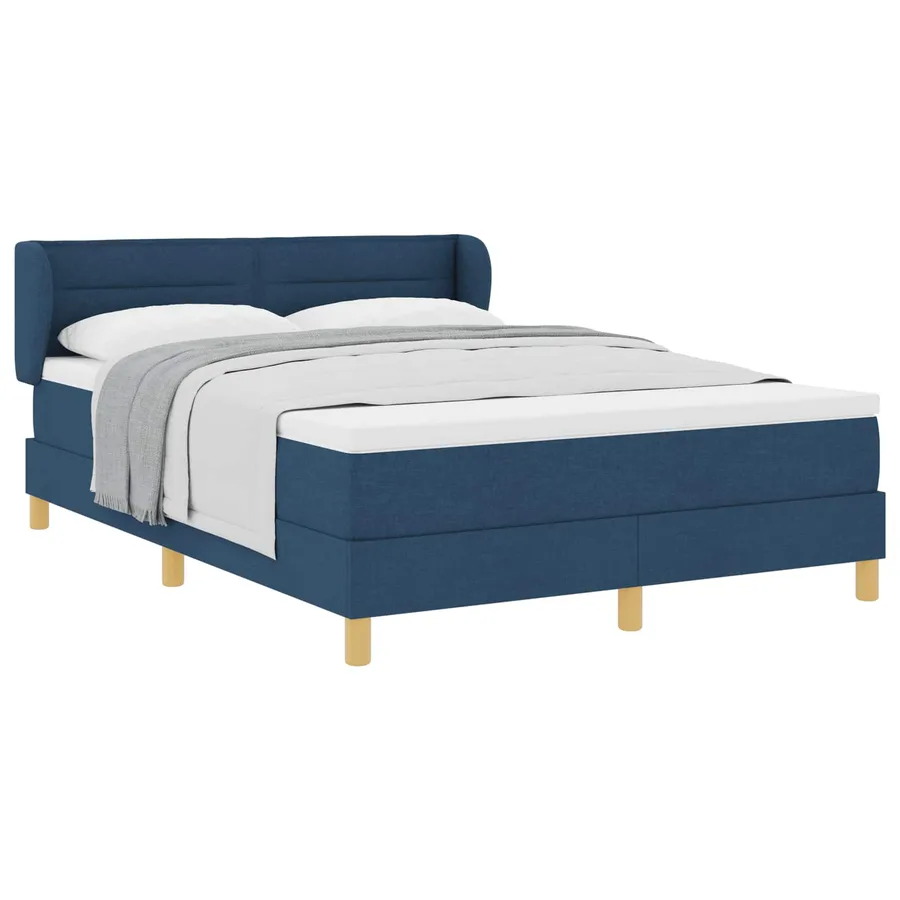 Lit à ressorts avec matelas Bleu 140 x 190 cm tissu - 2