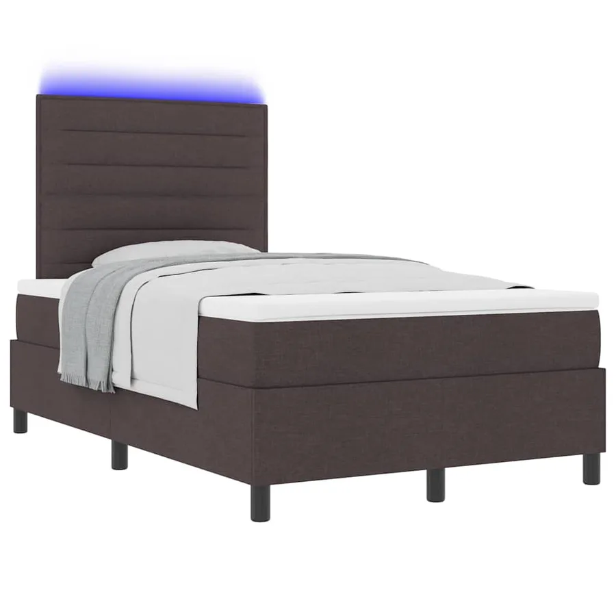 Lit à ressorts avec matelas Marron foncé 120 x 200 cm tissu - 3