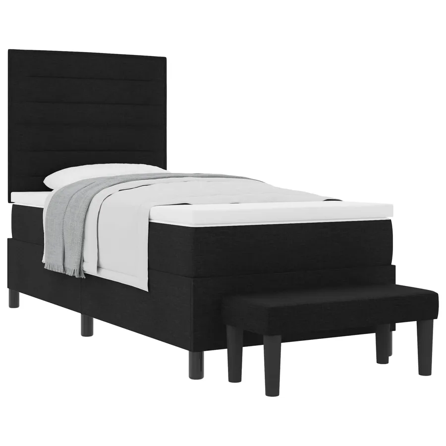 Lit à ressorts avec coussin Noir 90 x 200 cm tissu - 2