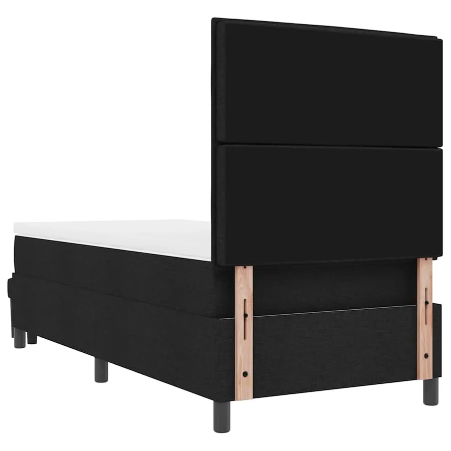 Lit à ressorts avec coussin Noir 90 x 200 cm tissu - 8
