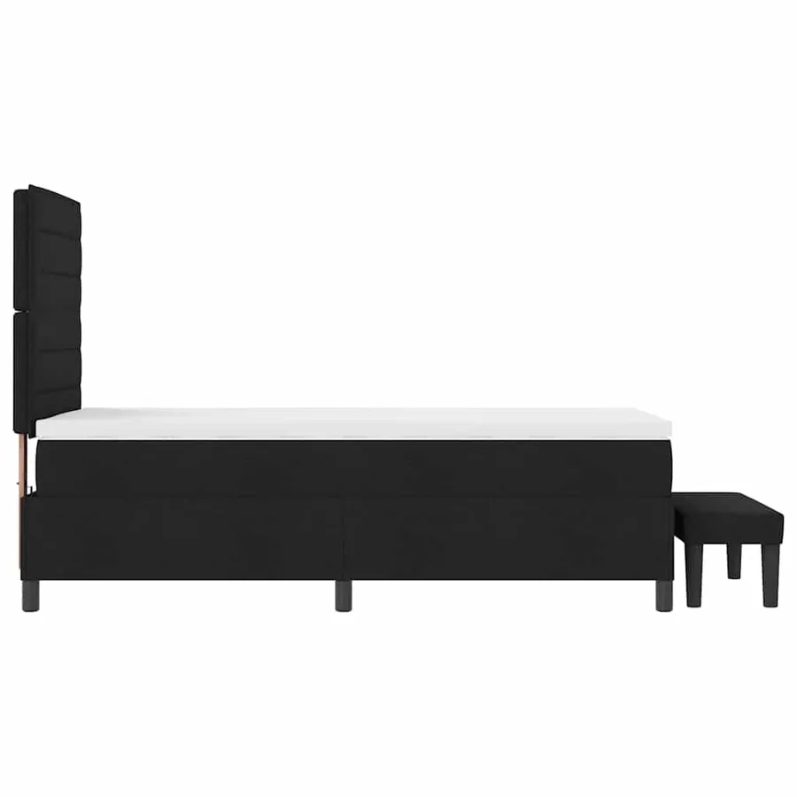 Lit à ressorts avec coussin Noir 90 x 200 cm tissu - 9