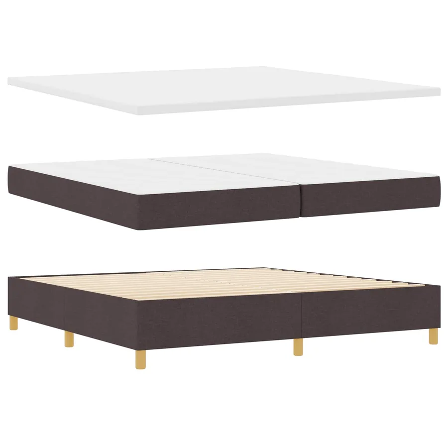 Lit à ressort LED avec matelas Marron foncé 200 x 200 cm tissu - 7