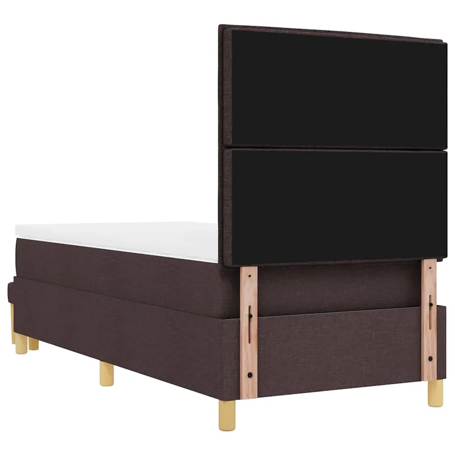 Lit à ressorts avec tête de lit Marron foncé 200 x 90 cm tissu - 10