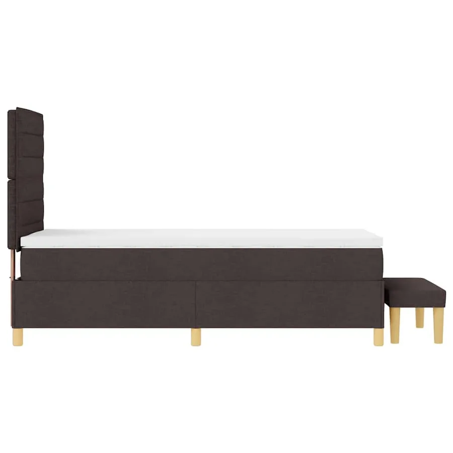 Lit à ressorts avec tête de lit Marron foncé 200 x 90 cm tissu - 9