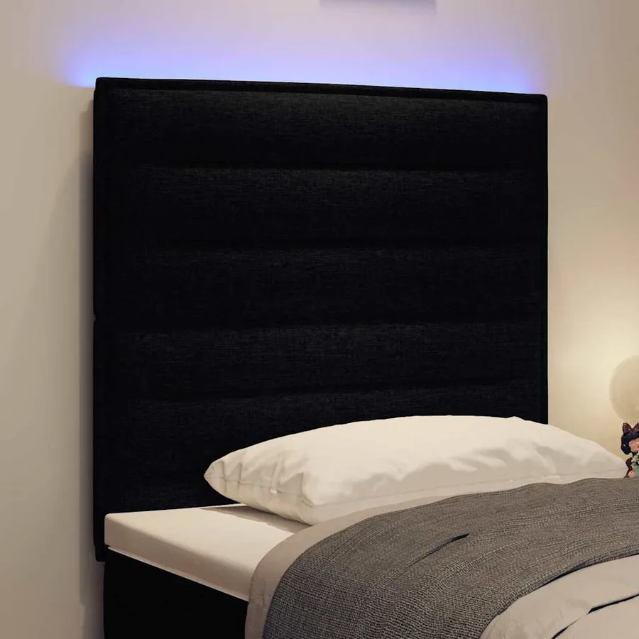 Tête de lit LED avec bandes LED Noir 90 cm tissu - 4