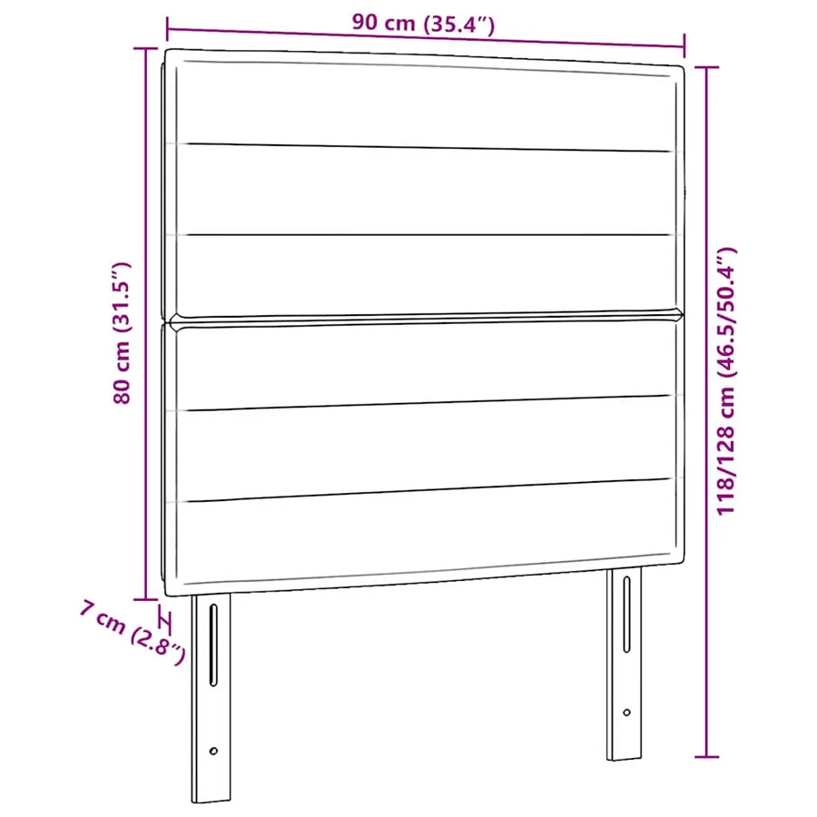 Tête de lit LED avec bandes LED Noir 90 cm tissu - 8