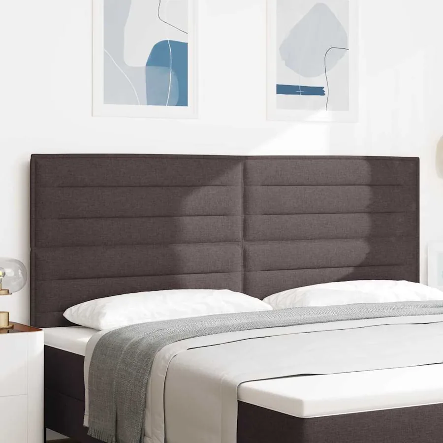 Tête de lit LED avec bandes LED Marron foncé 200 cm tissu