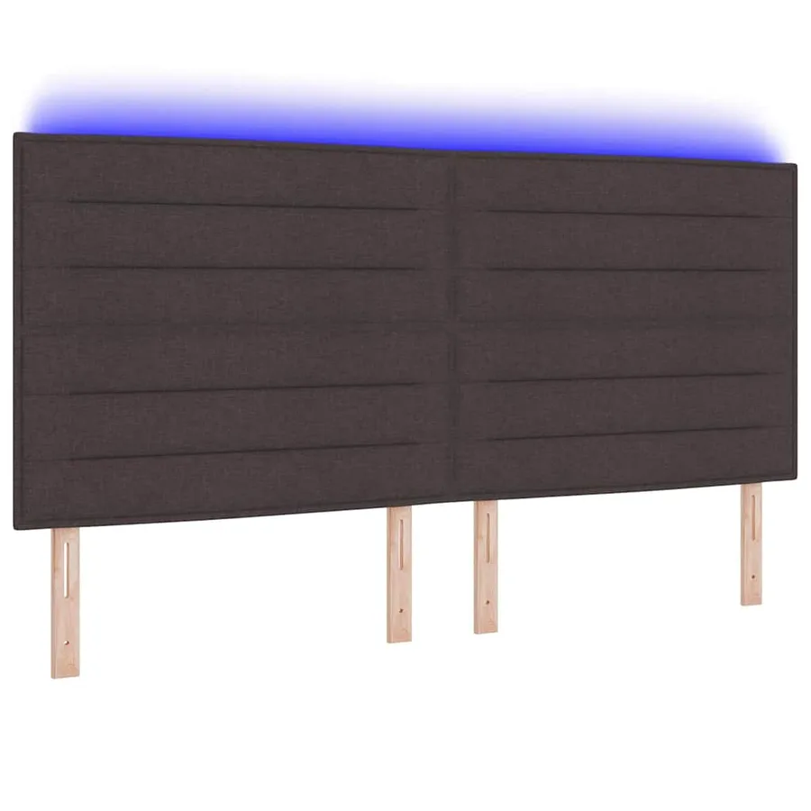 Tête de lit LED avec bandes LED Marron foncé 200 cm tissu - 3