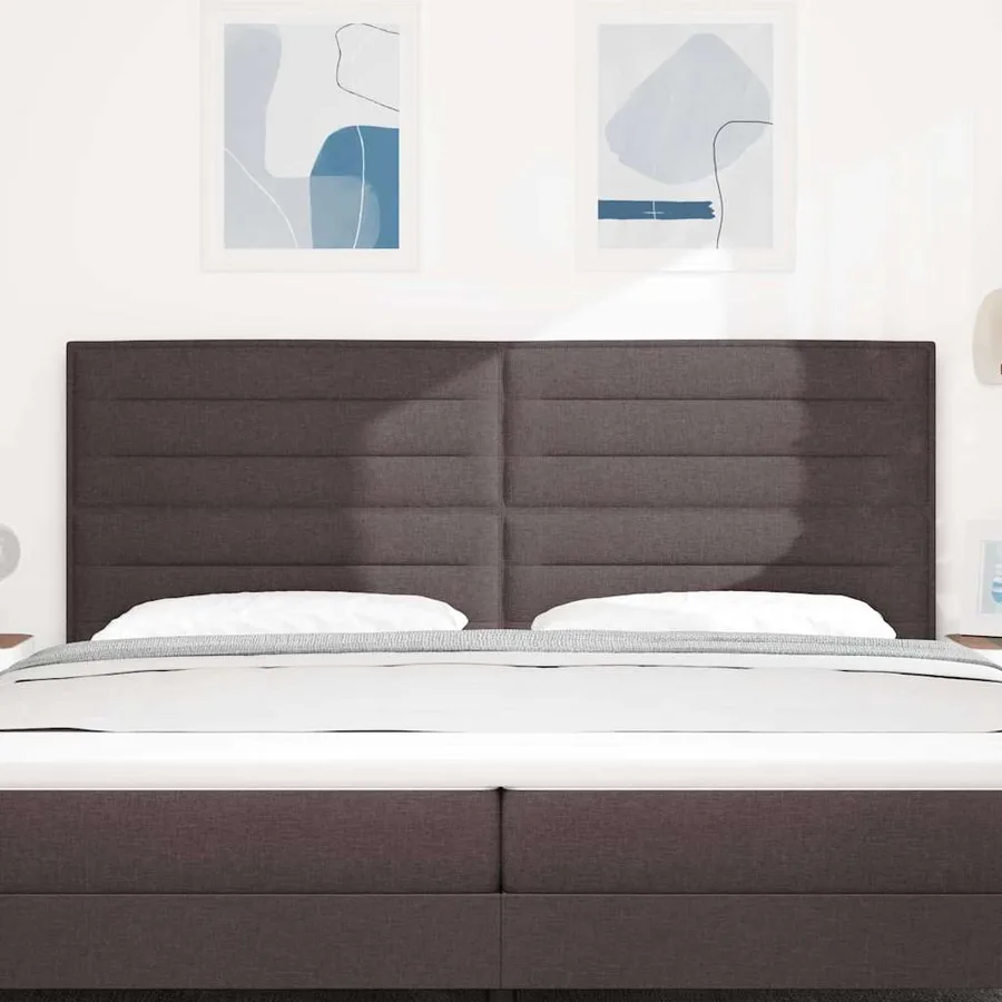 Tête de lit LED avec bandes LED Marron foncé 200 cm tissu - 4