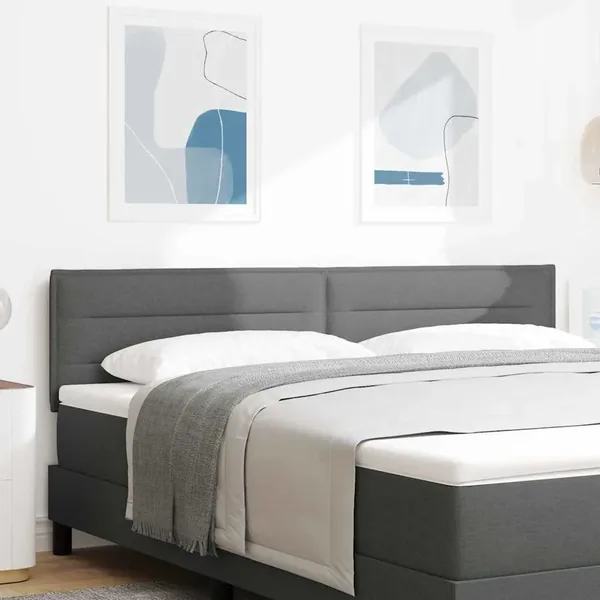 Tête de lit LED avec bandes LED Gris foncé 180 cm tissu