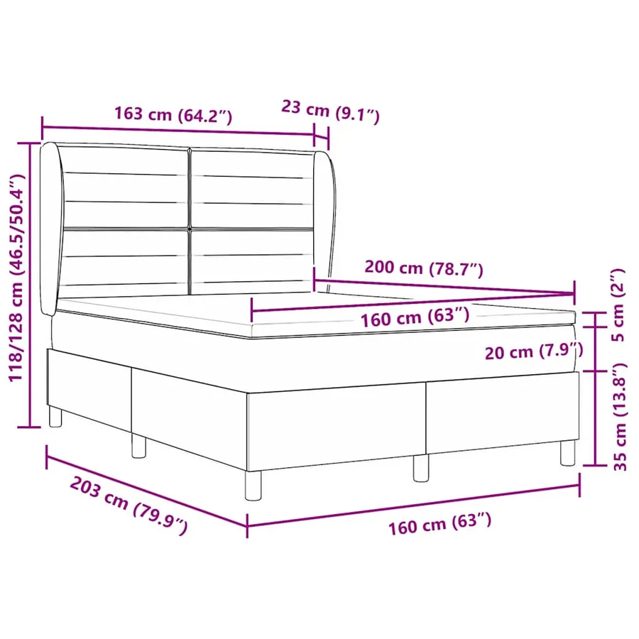 Lit à ressorts avec matelas Gris foncé 160 x 200 cm tissu - 12