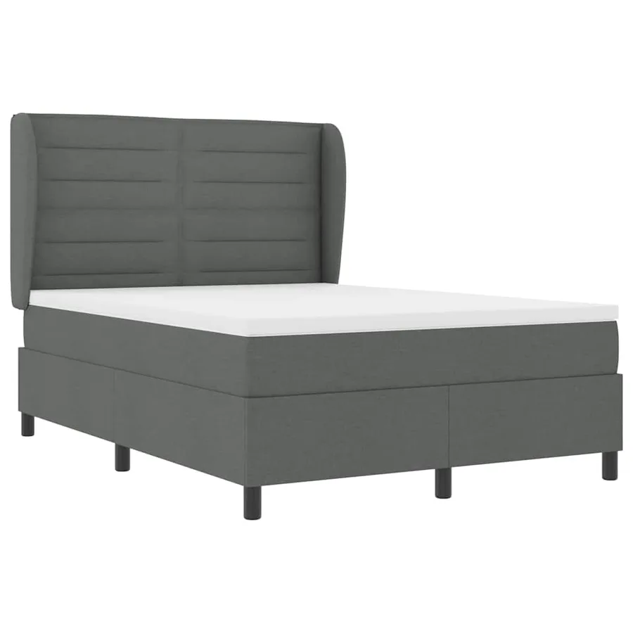 Lit à ressorts avec matelas Gris foncé 160 x 200 cm tissu - 5