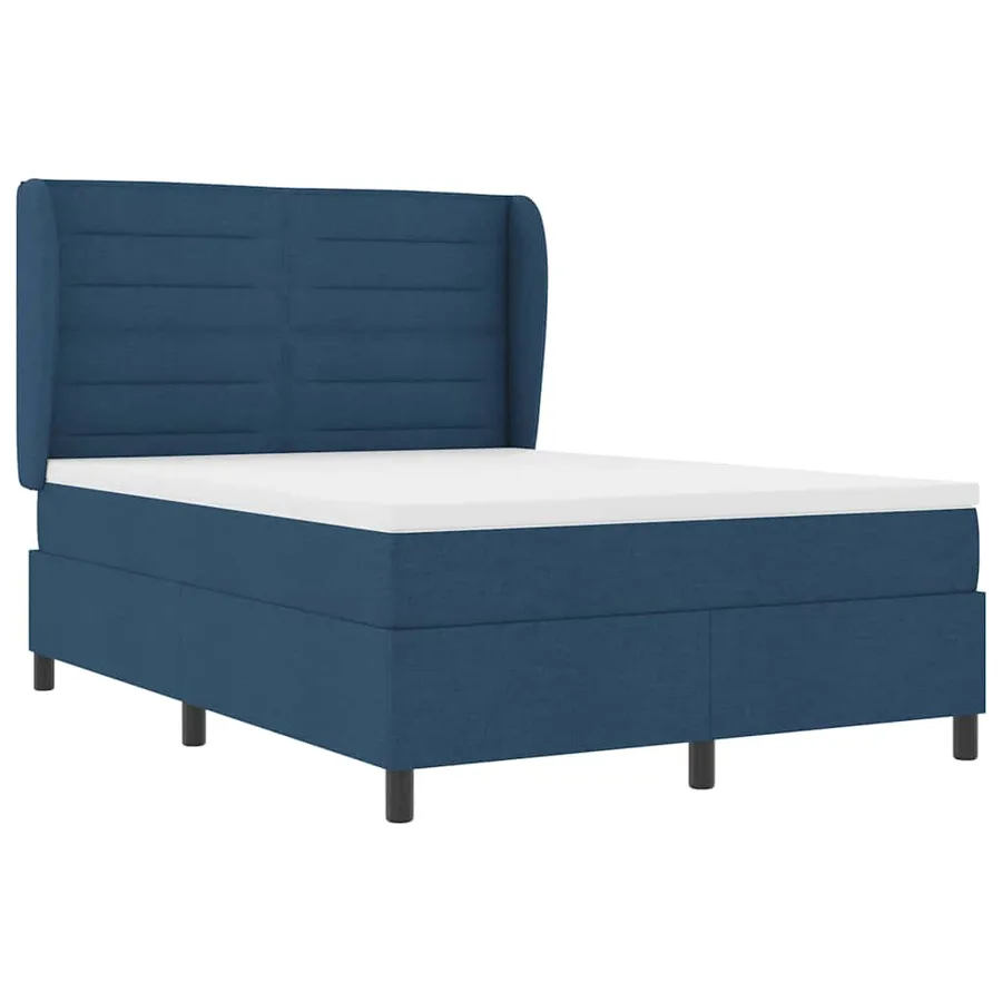 Lit à ressorts avec matelas Bleu 140 x 190 cm tissu - 5