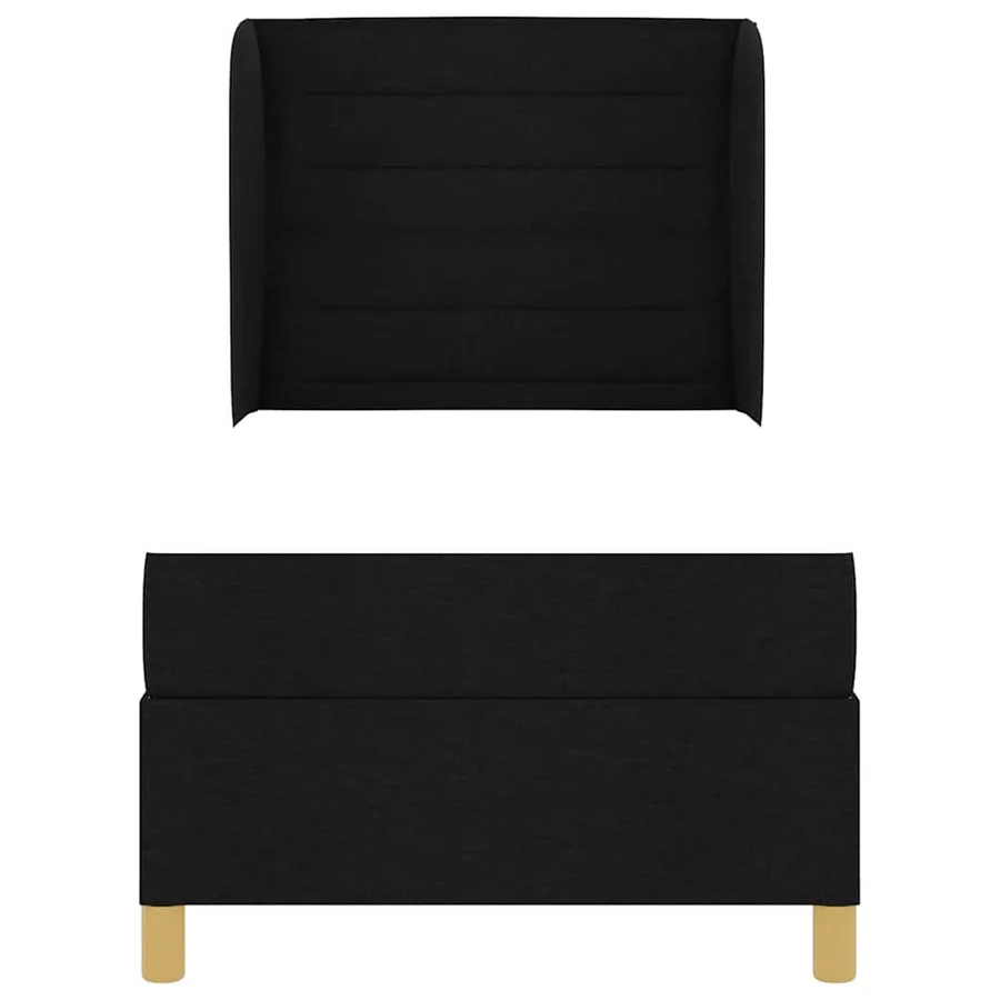 Lit à ressorts avec matelas Noir 200 x 90 cm tissu - 7