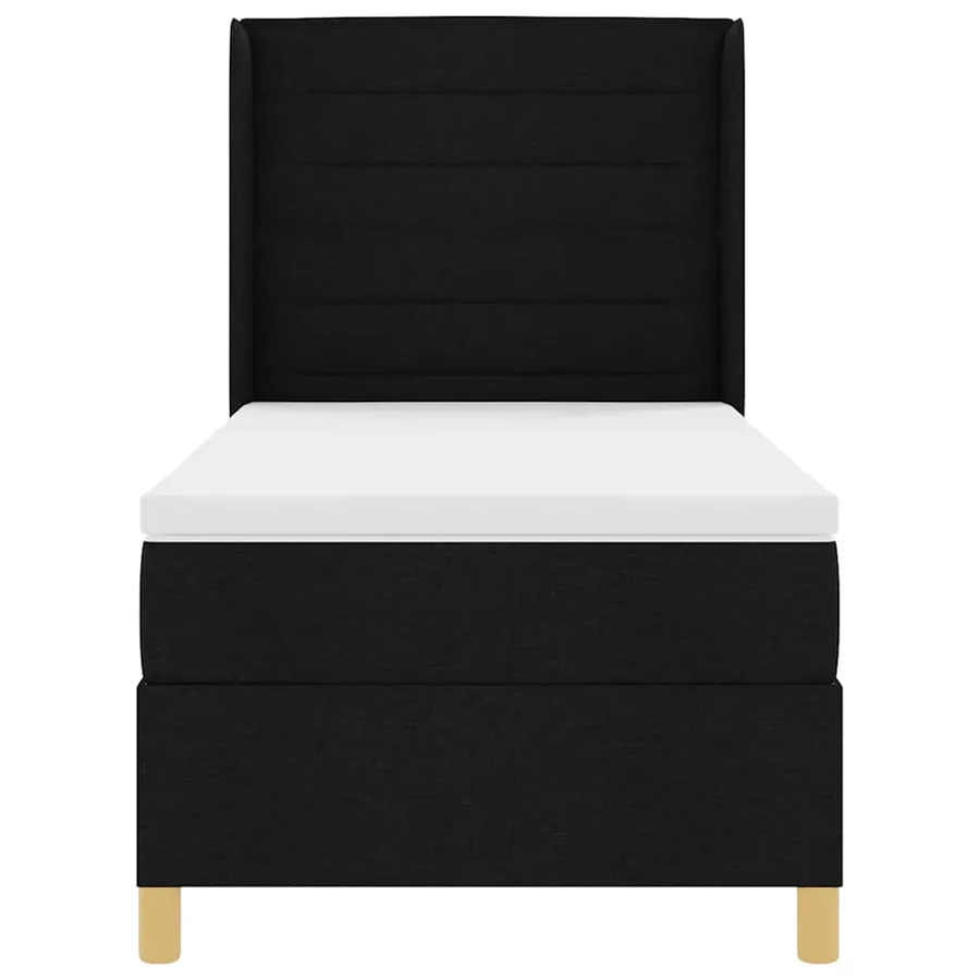 Lit à ressorts avec matelas Noir 90 x 200 cm tissu - 7