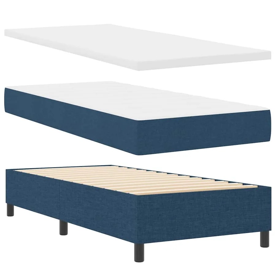 Lit à ressorts avec matelas Bleu 90 x 190 cm tissu - 6