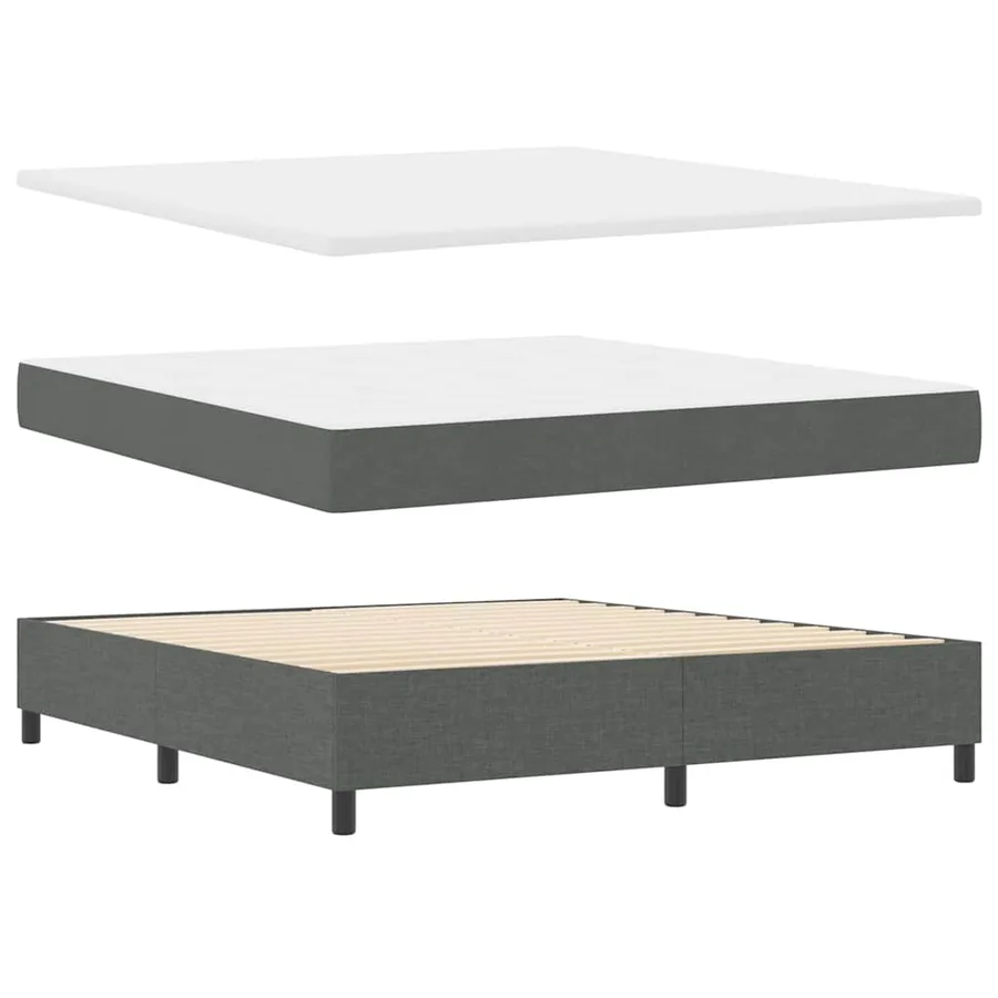 Lit à ressorts avec matelas Gris foncé 180 x 200 cm tissu - 6