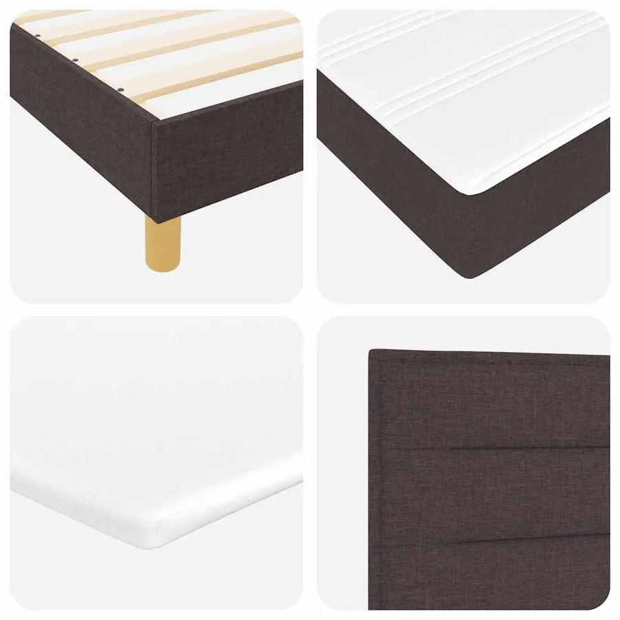 Lit à ressort LED Marron foncé 200 x 200 cm tissu - 11