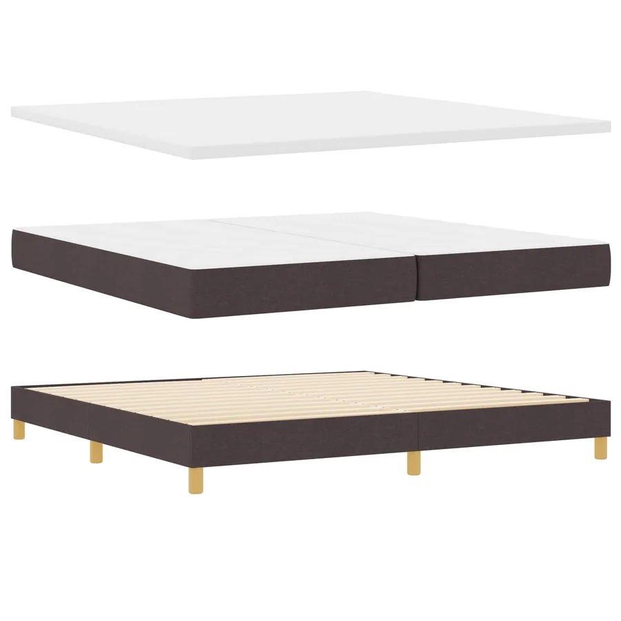 Lit à ressorts avec matelas Marron foncé 200 x 200 cm tissu - 4