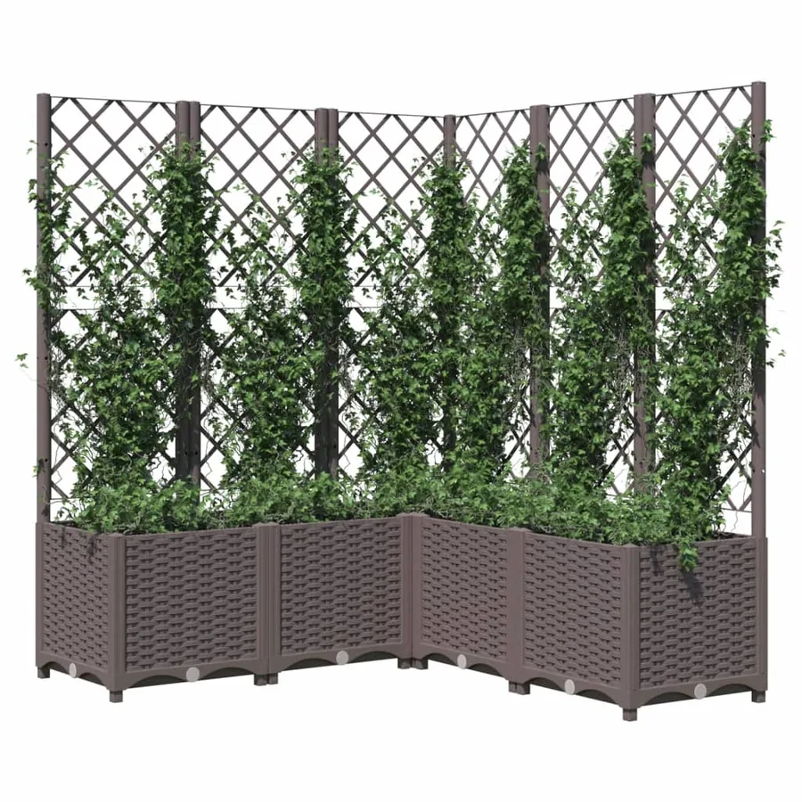 Jardinière avec treillis Marron 120x120x136 cm PP - 7