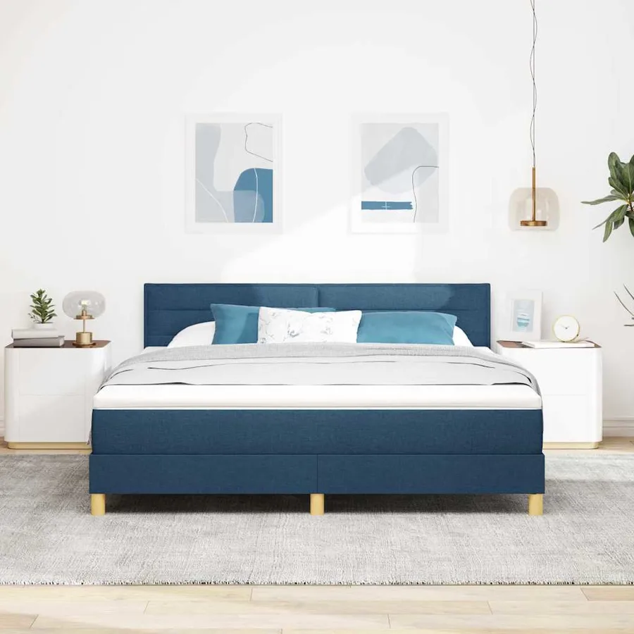 Lit à ressort LED avec bandes LED Bleu 180 x 200 cm tissu - 4