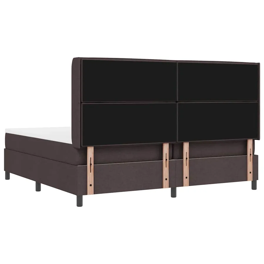 Lit à ressort LED avec matelas Marron foncé 200 x 200 cm tissu - 10