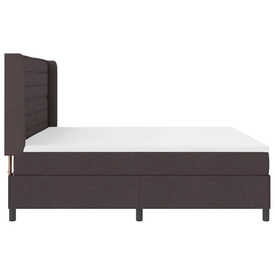 Lit à ressort LED avec matelas Marron foncé 200 x 200 cm tissu - 9