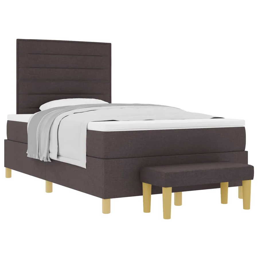 Lit à ressorts avec tête de lit Marron foncé 200 x 120 cm tissu - 2