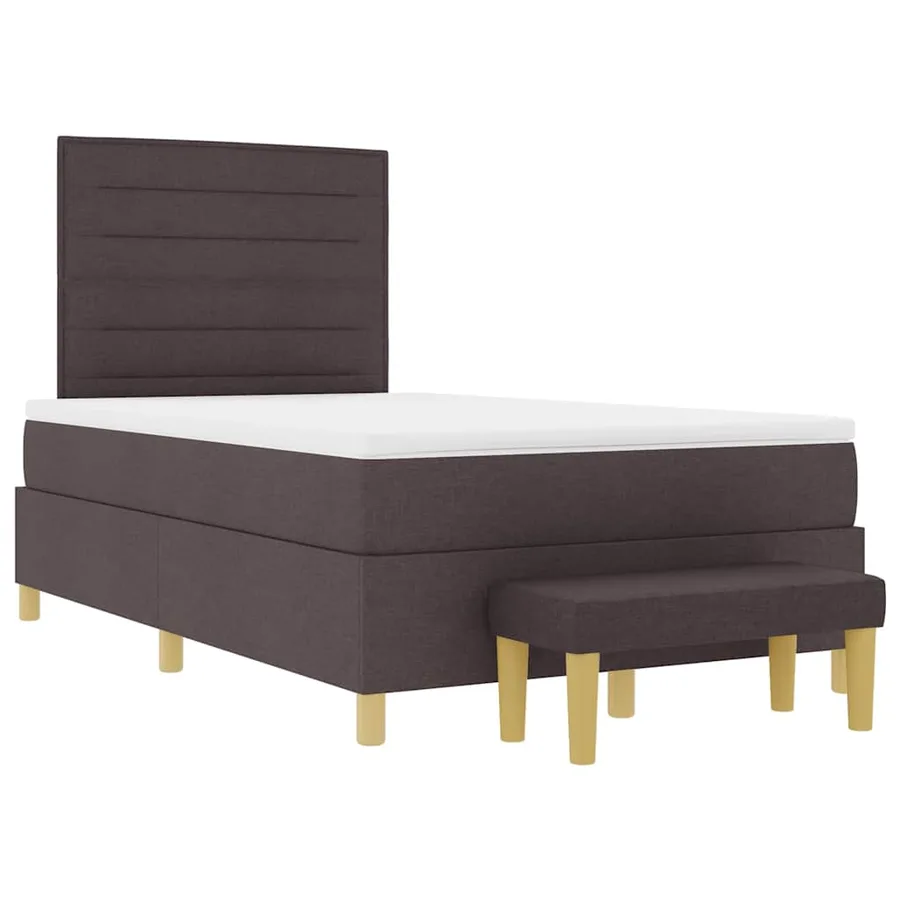 Lit à ressorts avec tête de lit Marron foncé 200 x 120 cm tissu - 7