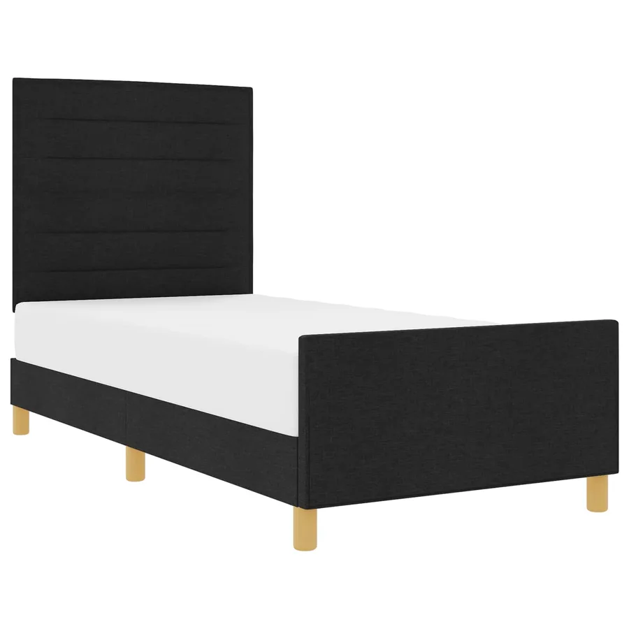 Cadre de lit avec tête de lit Noir 90 x 200 cm tissu - 2