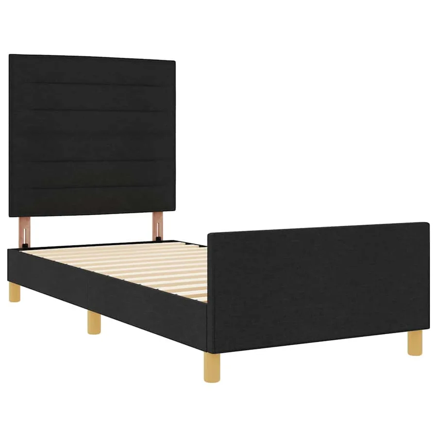 Cadre de lit avec tête de lit Noir 90 x 200 cm tissu - 5