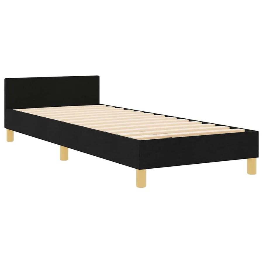 Cadre de lit avec tête de lit Noir 90 x 200 cm tissu - 6