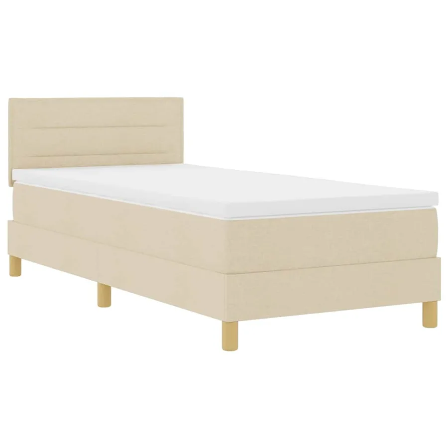 Lit à ressorts avec coussin Crème 100 x 200 cm tissu - 4